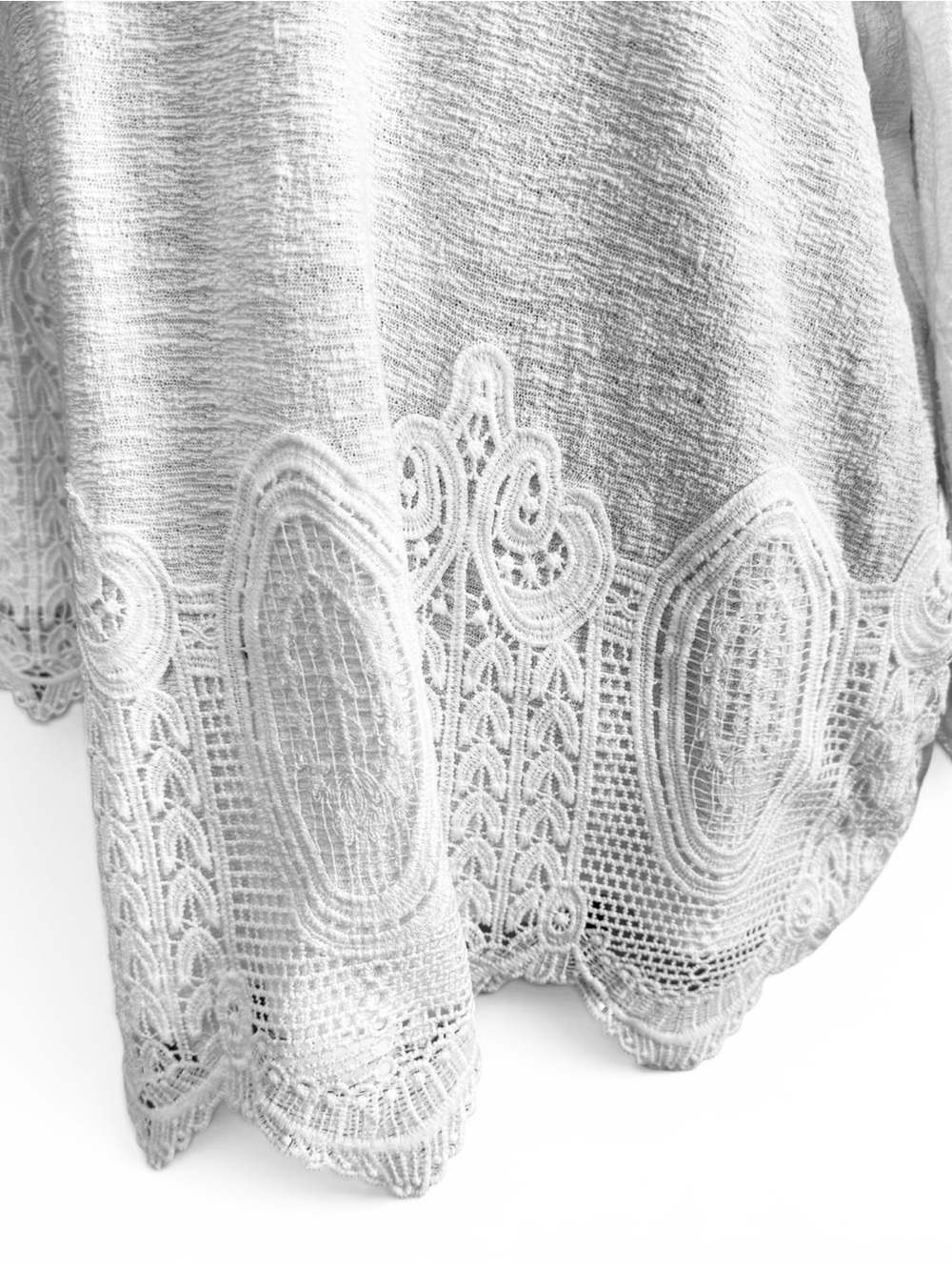 Adrianna Papell White Lace Trim Tunic Top XL Boho Crochet Hem 100% Cotton - Picture 4 of 7